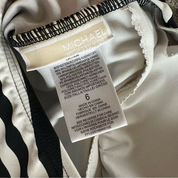 Michael Michael Kors Ring Halter Stripe Black White One Piece Swimsuit Size 6 - Picture 8 of 8
